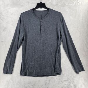 Lululemon Shirt Mens 2XL Gray Henley Long Sleeve Pullover Tech‎ Performance Tee